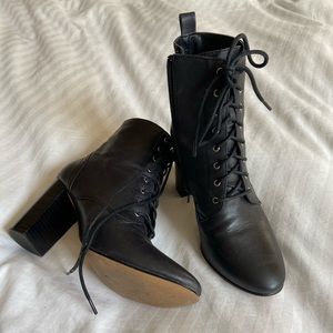 Stacked Heel Lace-up Boots
